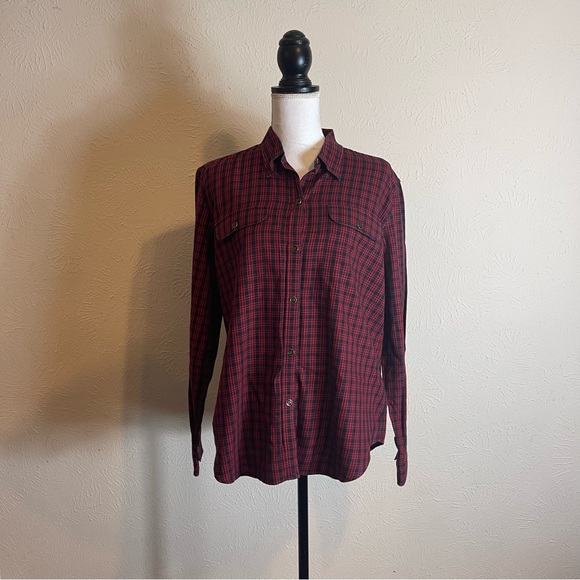 Chaps Tops - Chaps Red Plaid Button Up Shirt Women’s Size XL